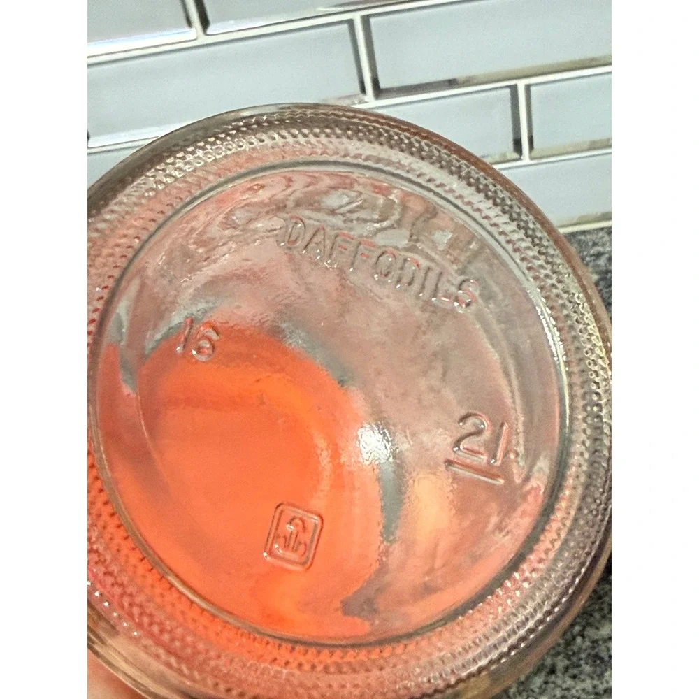 Vintage Anchor Hocking Daffodils Glass Jar with Orange Lid Retro Kitchen Storage